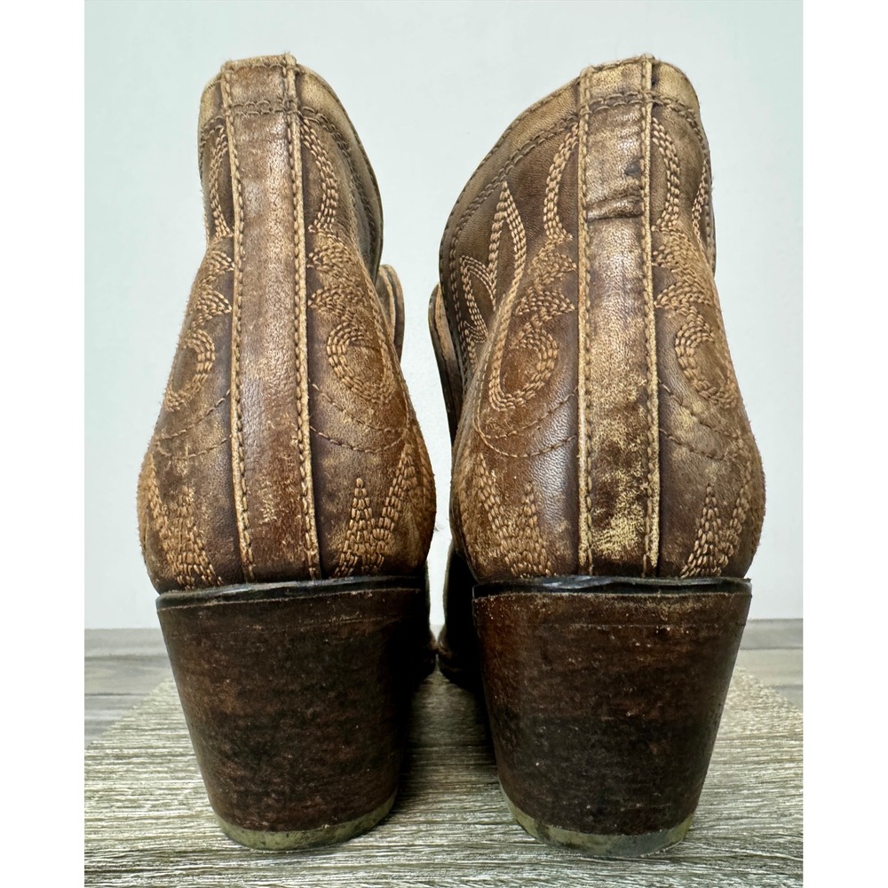 Ariat Dixon Distressed Weathered Brown Leather Western Ankle Boots Size 10 - Picture 4 of 10